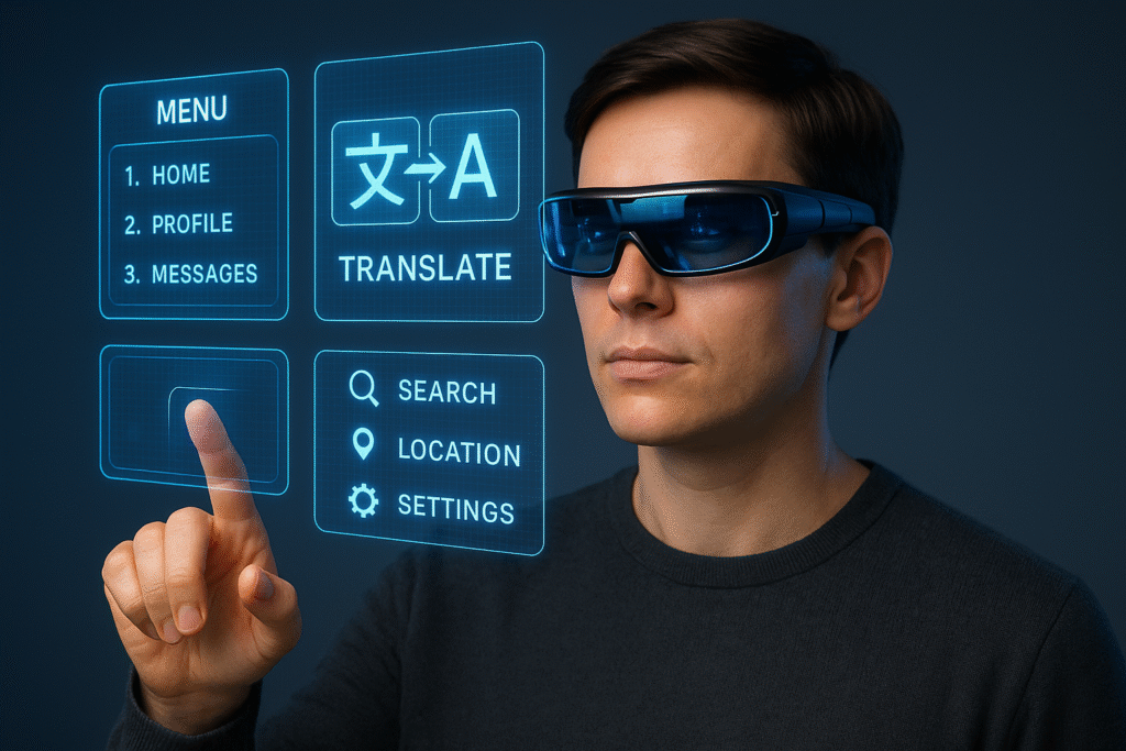 AI-briller, augmented reality, språkoversettelse, navigasjonsteknologi AI-briller, augmented reality, språkoversettelse, navigasjonsteknologi