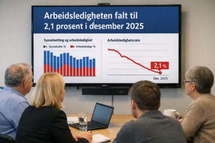 Arbeidsledigheten falt til 2,1 prosent i desember men presset på husholdningene fortsetter