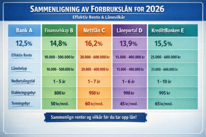 Sammenligne forbrukslån for 2026 – slik finner du det som faktisk blir billigst